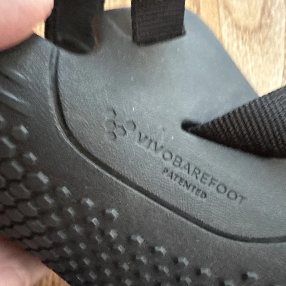 Vivobarefoot Total Eclipse Lux Black Leather Sandals Adjustable EUR 44, US 11